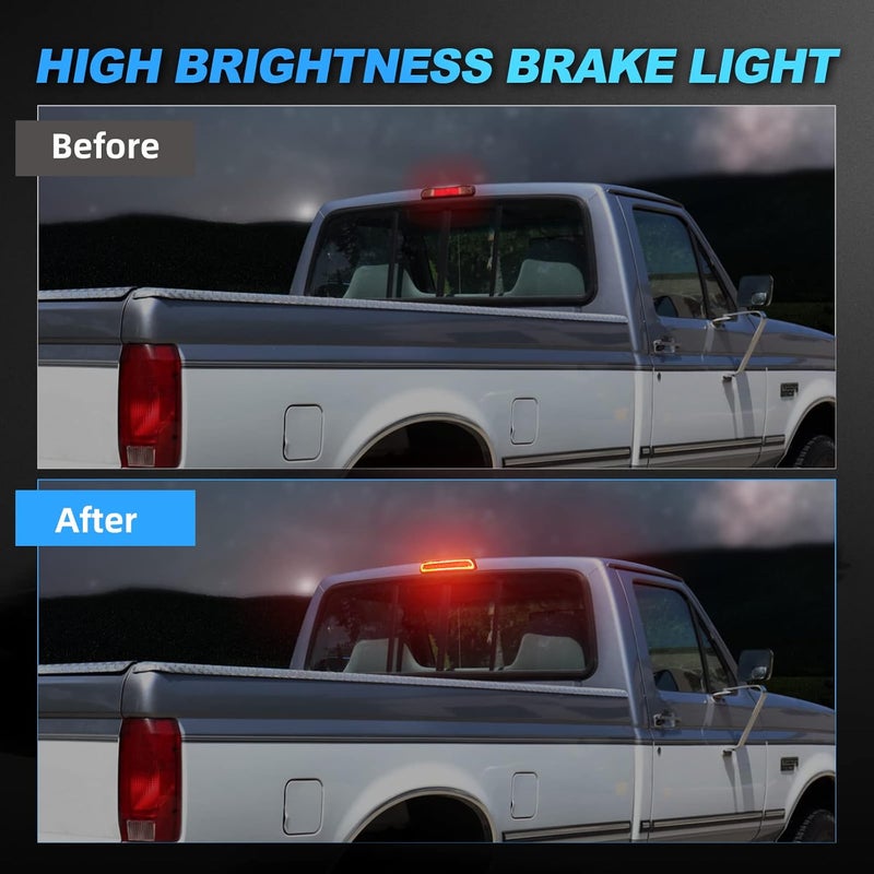SUPAREE LED Third Brake Light Smoked Lens Fit for 1992 1993 1994 1995 1996 1997 F-ord F150 F250 F350 Super Duty Bronco, 3rd Brake Light Assembly Roof White Cargo Light Red High Mount Lamp - Image 3